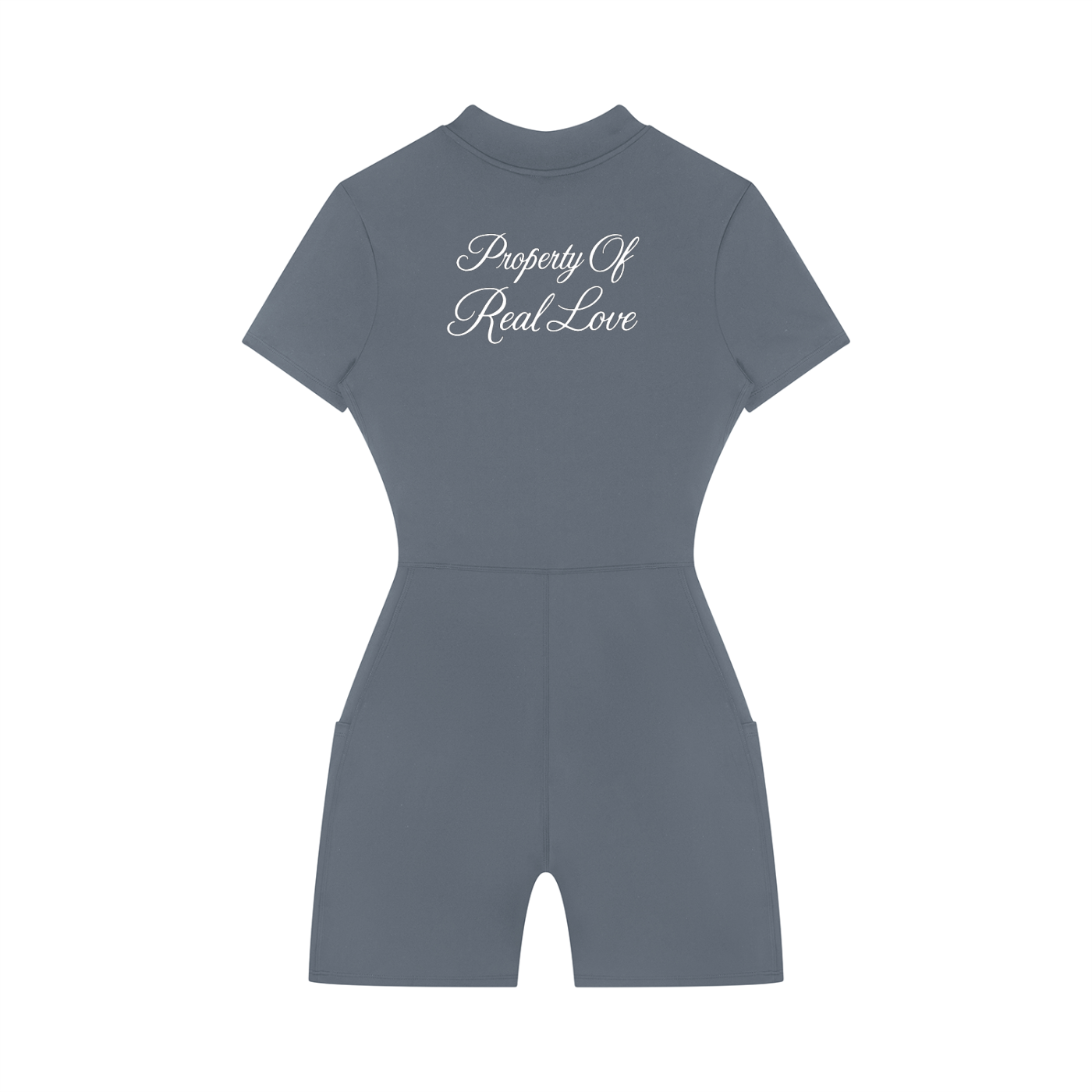 Property Of Real Love Quarter-Zip Short Sleeve Jumpsuit