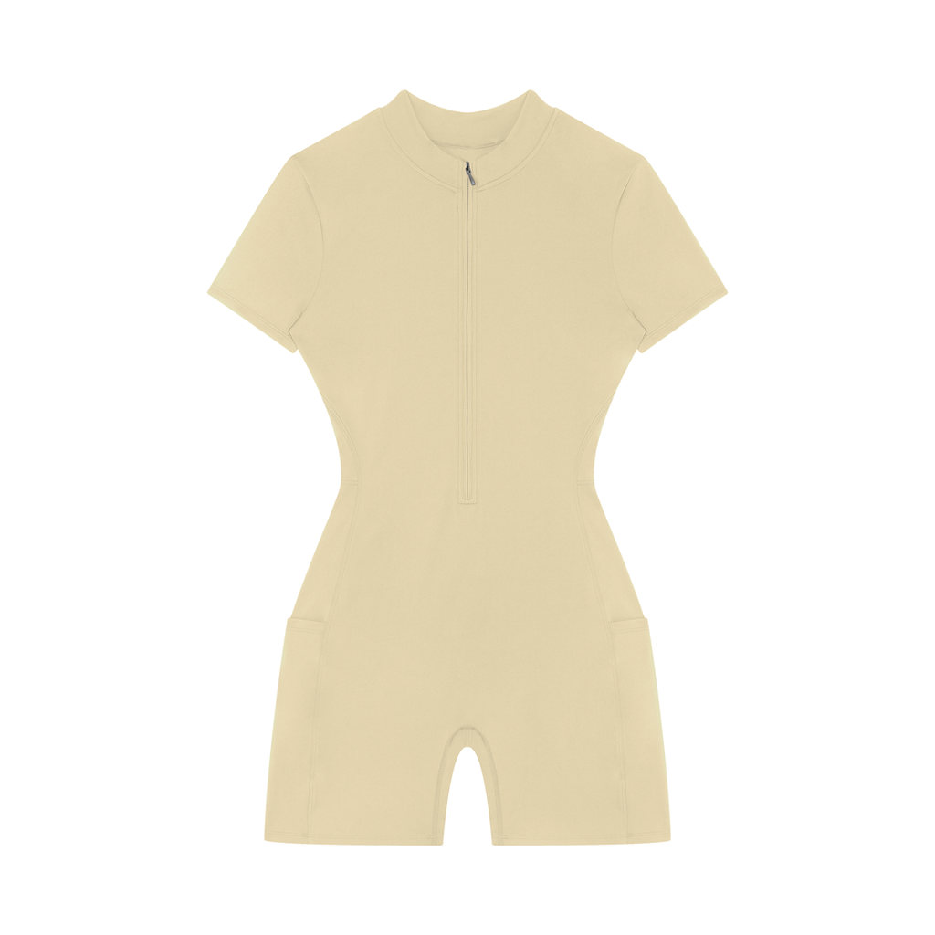 Property Of Real Love Quarter-Zip Short Sleeve Jumpsuit