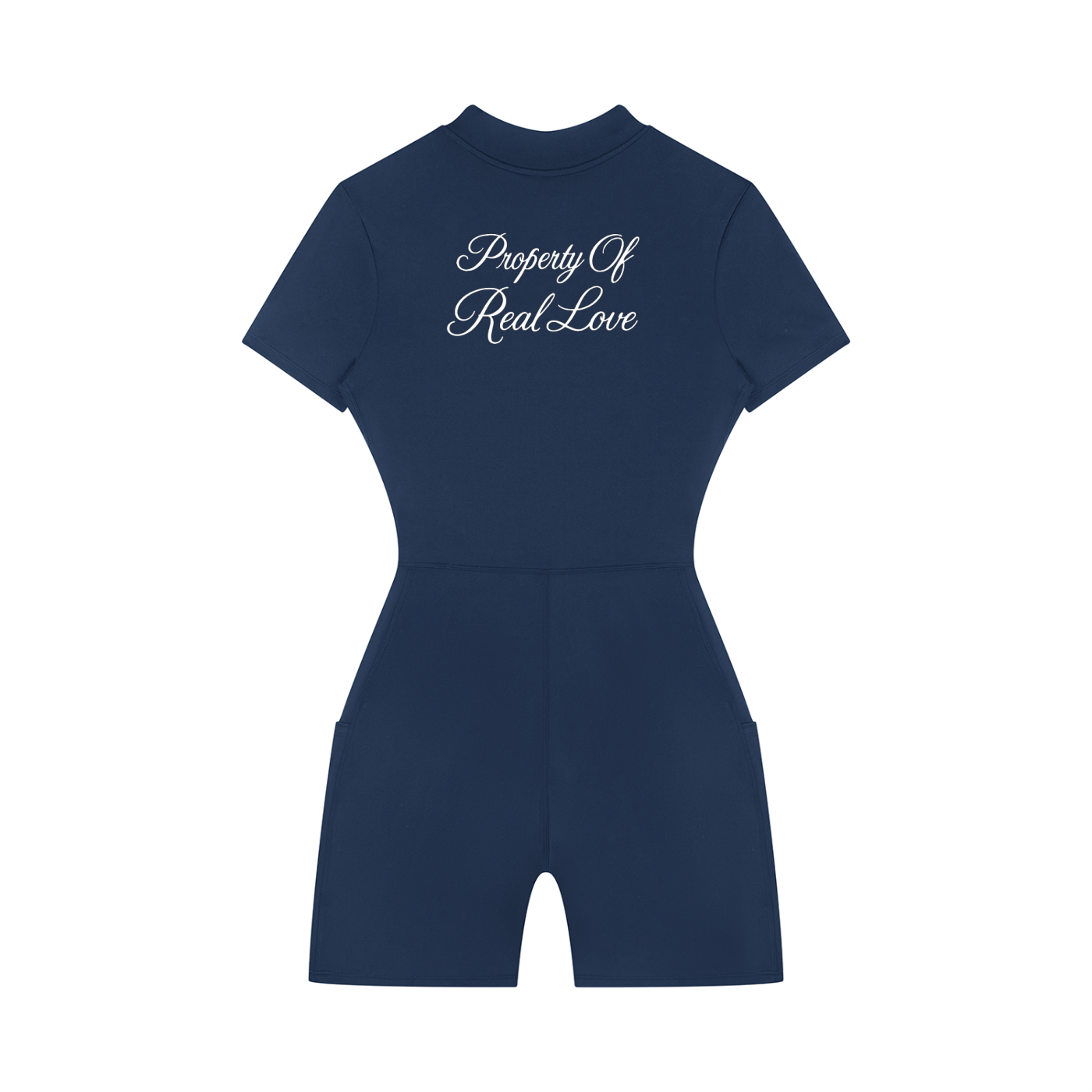 Property Of Real Love Quarter-Zip Short Sleeve Jumpsuit