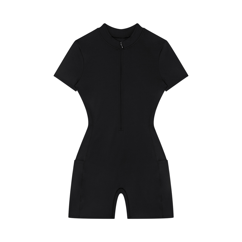 Property Of Real Love Quarter-Zip Short Sleeve Jumpsuit
