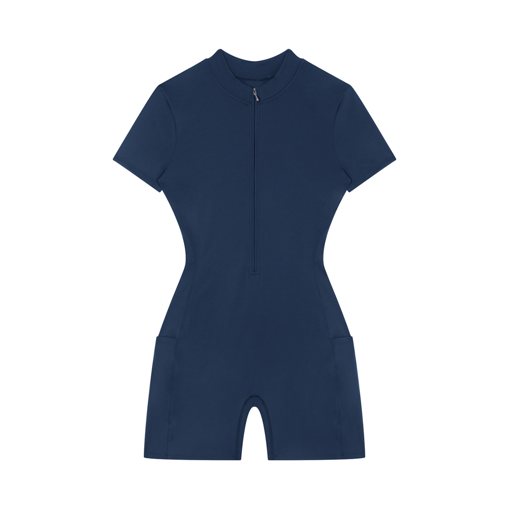 Property Of Real Love Quarter-Zip Short Sleeve Jumpsuit