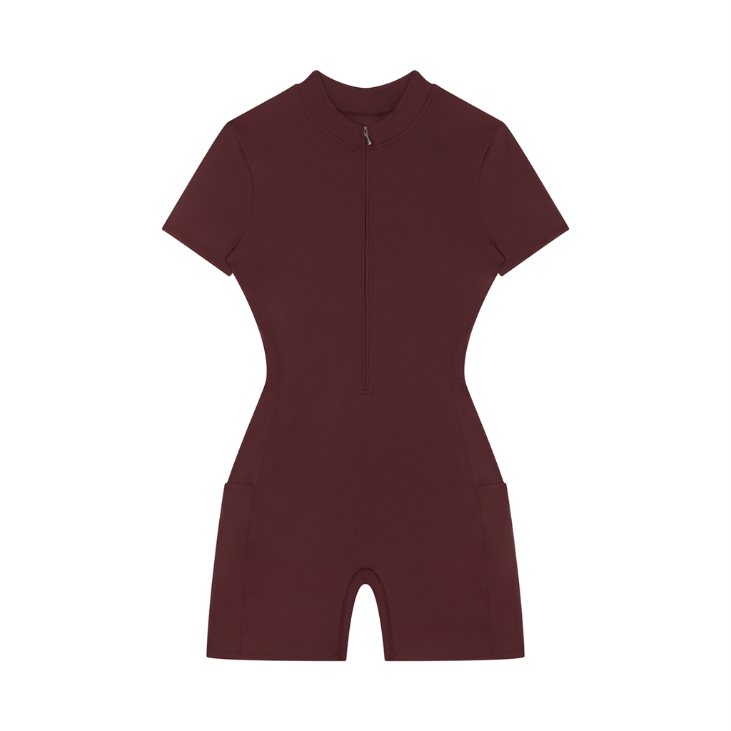 Property Of Real Love Quarter-Zip Short Sleeve Jumpsuit