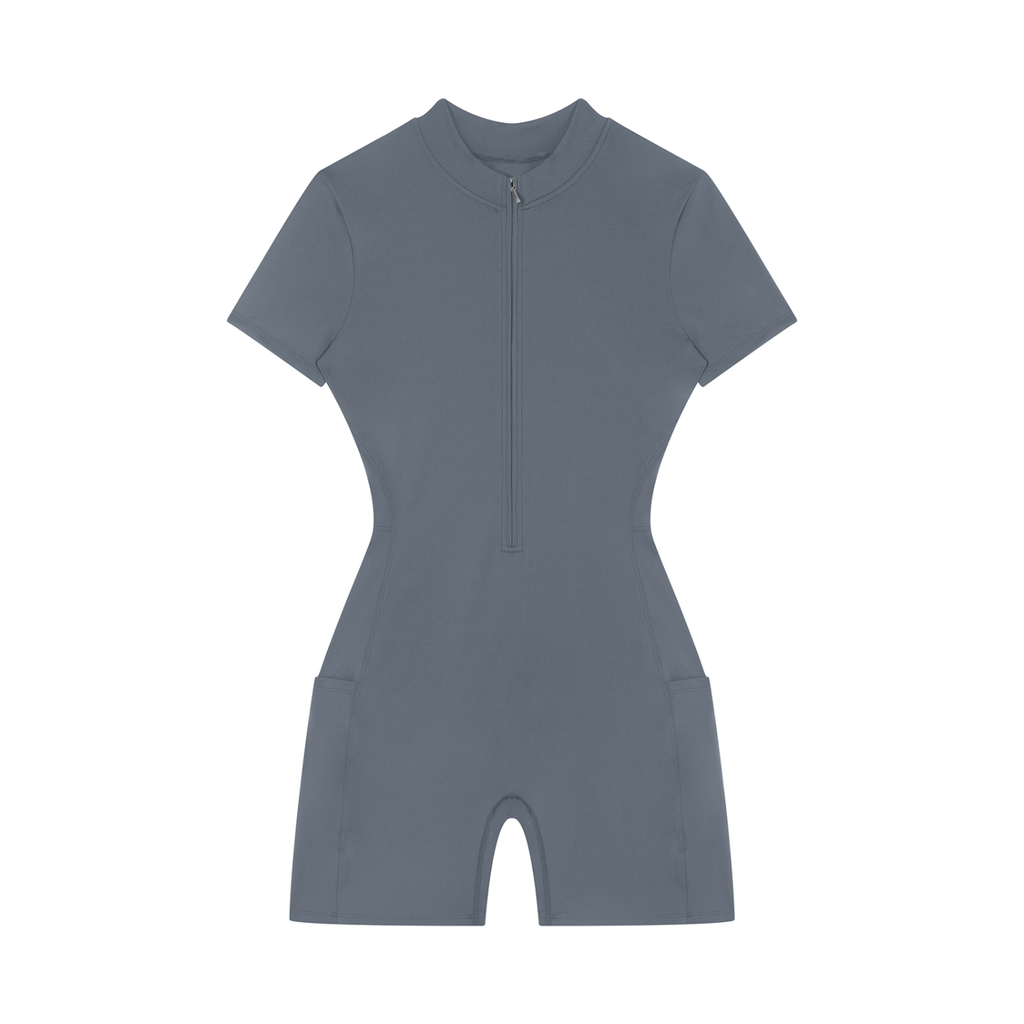 Property Of Real Love Quarter-Zip Short Sleeve Jumpsuit