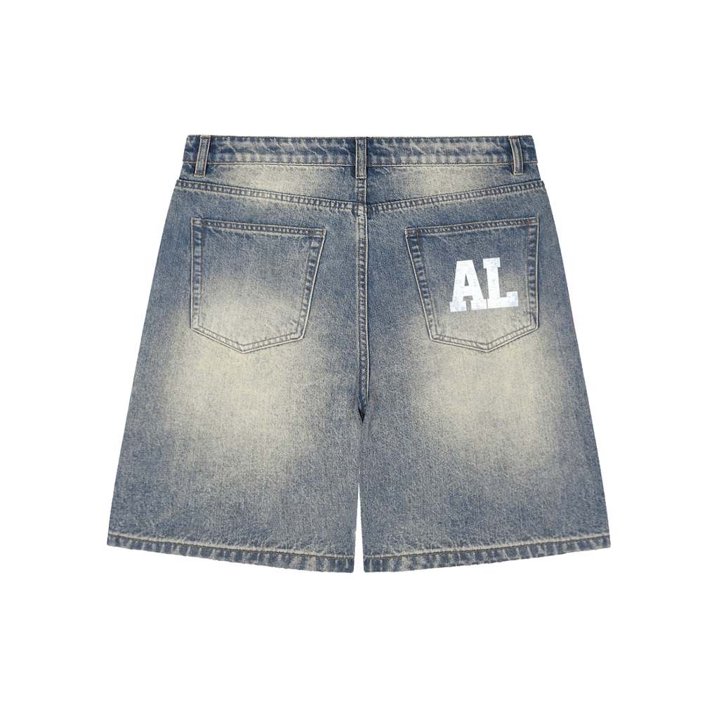 AMOR Jersey Distressed Baggy Denim Jorts